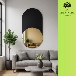 Lustro BLACK DIAMOND – eleganckie owalne lustro ścienne czarno-złote, idealne do nowoczesnych wnętrz